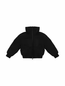 Стеганый пуховик с вышивкой MSGM, черный