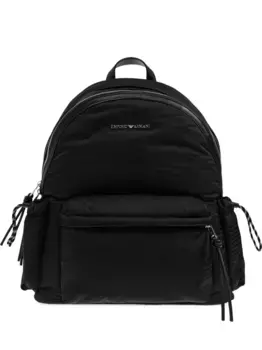 Стеганый рюкзак с логотипом EMPORIO ARMANI, черный