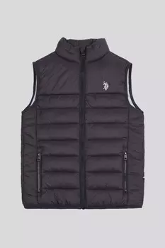 Стеганый жилет для мальчиков с панелями U.S. Polo Assn, черный