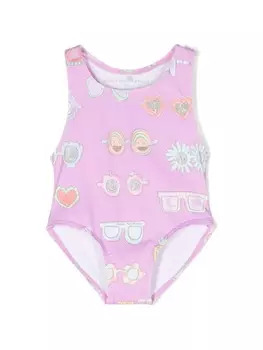 Stella McCartney Kids купальник с принтом Sunglasses Doodle, розовый