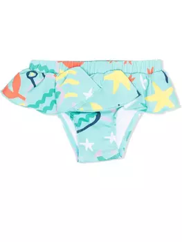 Stella McCartney Kids плавки бикини Under The Sea с оборками, зеленый