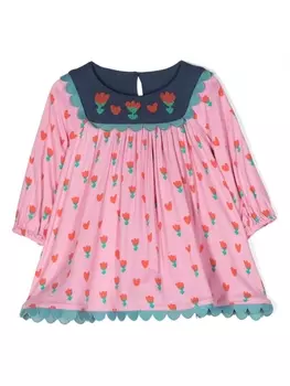 Stella McCartney Kids расклешенное платье из джерси с принтом, розовый