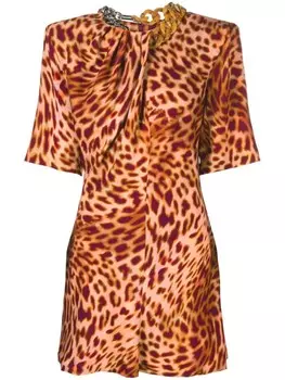 Stella McCartney платье мини с леопардовым принтом, розовый
