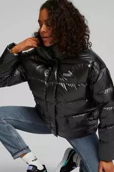 Стильная пуховая зимняя куртка на блестящем пуху Puma, черный