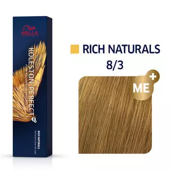 Стойкая краска для волос 8/3, 60 мл Wella Professionals Koleston perfect me+, цвет 8/3