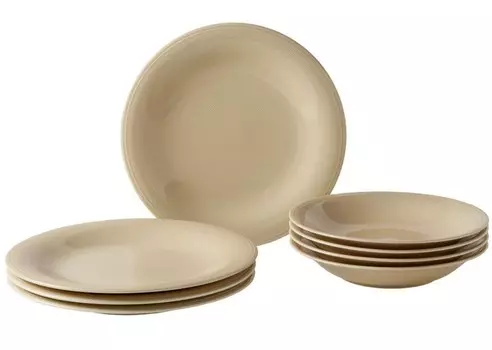 Столовый сервиз Villeroy & Boch типа Color Loop Sand, фарфоровый сервиз из 8 предметов, бежевый