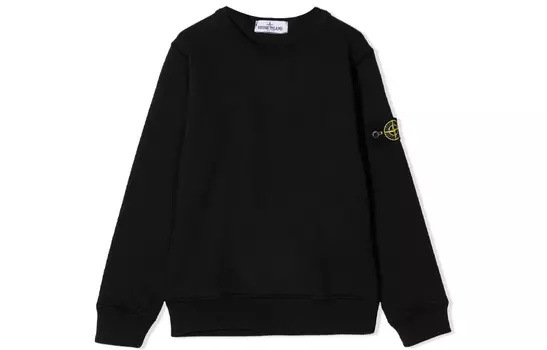 Свитшот детский Stone Island с нашивкой, черный