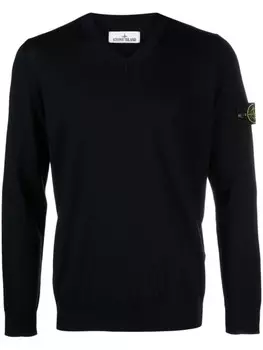 Stone Island джемпер из вирджинской шерсти с нашивкой Compass, синий