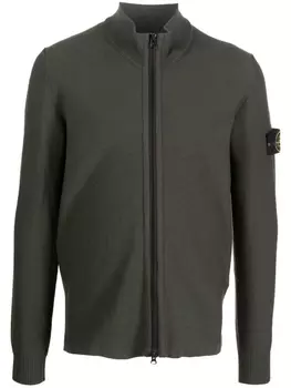 Stone Island джемпер на молнии с нашивкой Compass, зеленый