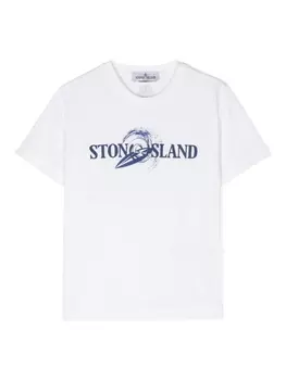 Stone Island Junior футболка с логотипом, белый