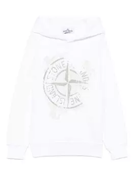 Stone Island Junior худи с нашивкой Compass, белый