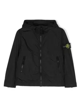 Stone Island Junior куртка с капюшоном и логотипом Compass, черный