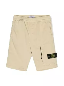 Stone Island Junior шорты-бермуды с логотипом Compass, нейтральный цвет