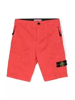 Stone Island Junior шорты карго с нашивкой Compass, оранжевый