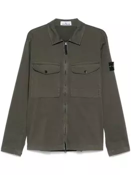 Stone Island куртка-рубашка с нашивкой Compass, зеленый