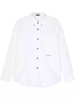 Stone Island льняная рубашка с логотипом, белый