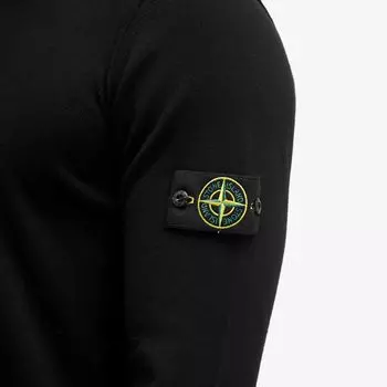 Stone Island Мягкая хлопковая трикотажная рубашка-поло с длинными рукавами, черный