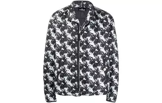Куртка мужская Stone Island на молнии, черный / белый