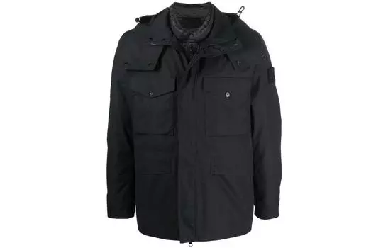 Куртка мужская Stone Island с капюшоном и карманами, черный
