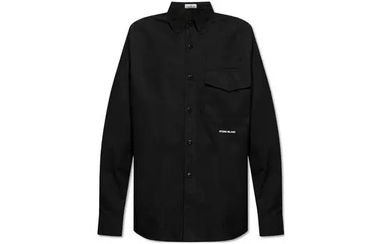Рубашка мужская Stone Island Logo-print, черный