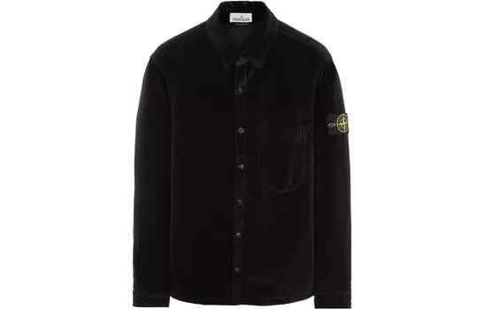Рубашка мужская Stone Island с нашивкой, черный