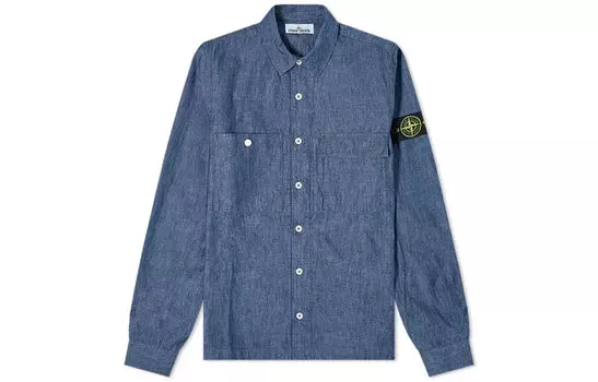 Рубашка мужская Stone Island с карманами, синий