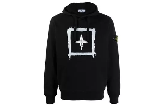 Толстовка мужская Stone Island с принтом, черный / белый