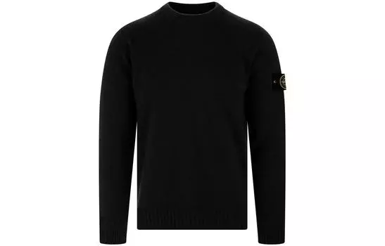 Свитер мужской Stone Island с нашивкой на рукаве, черный