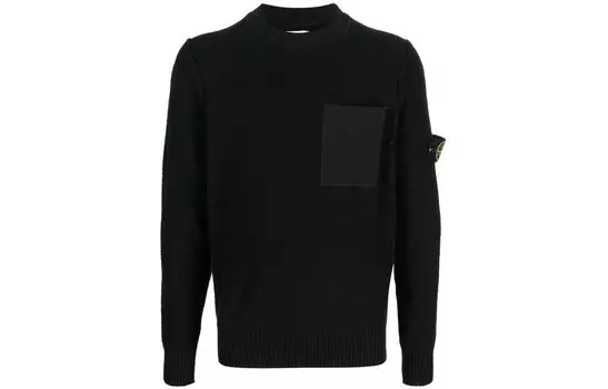 Свитер мужской Stone Island с карманом, черный