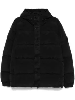 Stone Island пуховик с капюшоном, черный