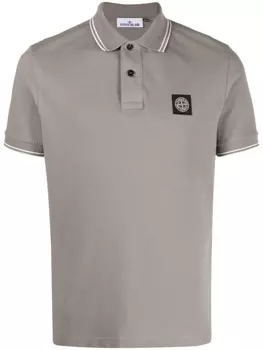 Stone Island рубашка поло из ткани пике с логотипом, серый
