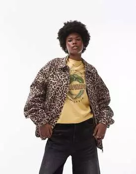 Stradivarius — хлопковый бомбер с леопардовым принтом Topshop