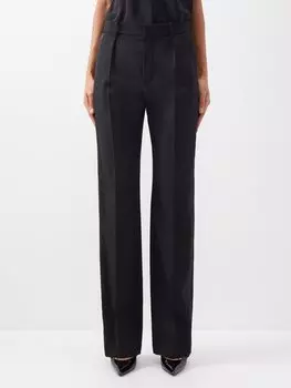 Строгие брюки из шерсти с защипами Saint Laurent, черный