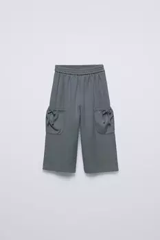 Струйные брюки с бантами ZARA, серый