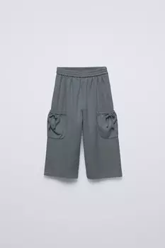Струйные брюки с бантами ZARA, серый