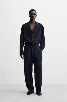 Струйные брюки ZARA, темно-синий