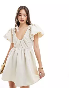 Структурированное платье мини с пышными рукавами ASOS DESIGN