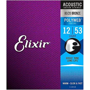 Струны Elixir Polyweb для акустической гитары — .012-.053 светлые