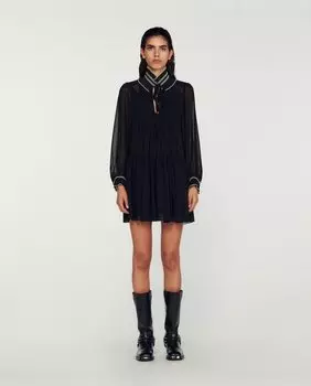 Струящееся муслиновое платье Sandro, черный