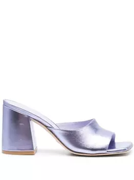 Stuart Weitzman мюли Tia 85 с эффектом металлик, фиолетовый