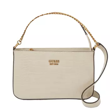 Сумка-багет Guess Katey Croc Mini Top Zip, кремовый