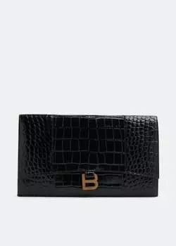 Сумка BALENCIAGA Hourglass flat pouch, черный