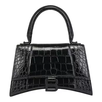 Сумка Balenciaga Small Hourglass Crocodile Embossed, черный