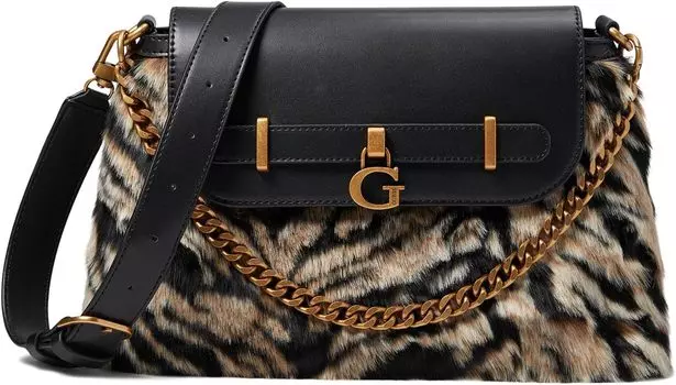 Сумка Bergen Crossbody Flap GUESS, цвет Tiger