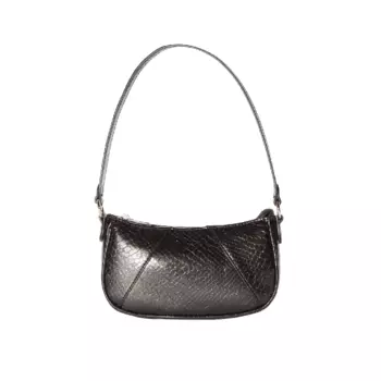 Сумка Bershka Faux Leather Shoulder, черный