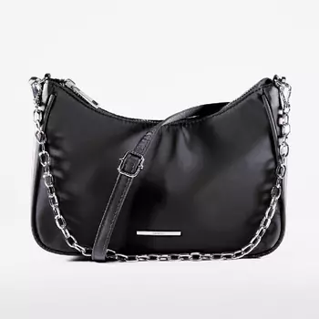 Сумка Bershka Satin With Chain, черный