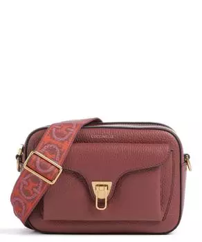 Сумка через плечо Beat из мягкой зернистой кожи с лентой Coccinelle, коричневый