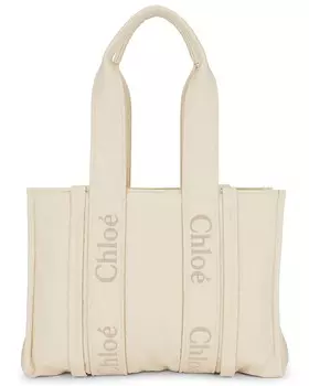 Сумка через плечо Chloe Woody Medium Tote, цвет Dusty Ivory