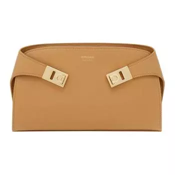 Сумка через плечо FERRAGAMO из телячьей кожи, мини-сумка для женщин, светло-бежевого цвета