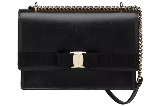 Сумка через плечо FERRAGAMO Vara из коровьей кожи с бантом, женская, черная